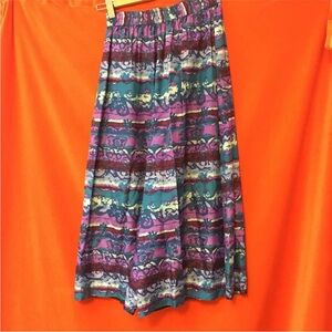 Carole Little vtg 90s wide leg silk pants cropped abstract print size 8